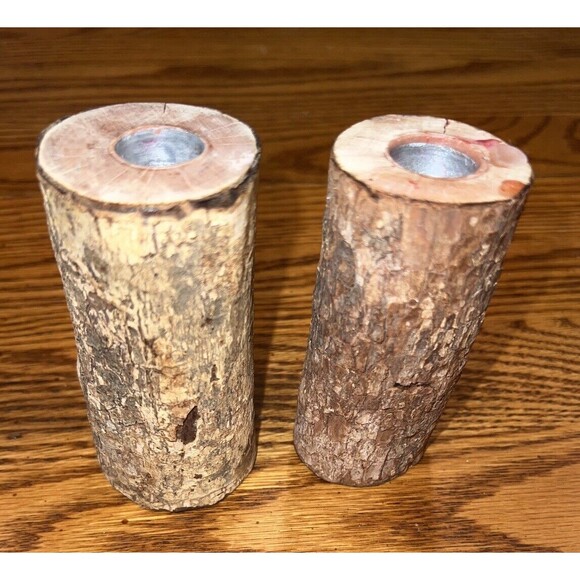 Santa Taper Candle Holder Midwest Hand Carved Wooden Set Rustic Christmas Decor - Picture 5 of 8